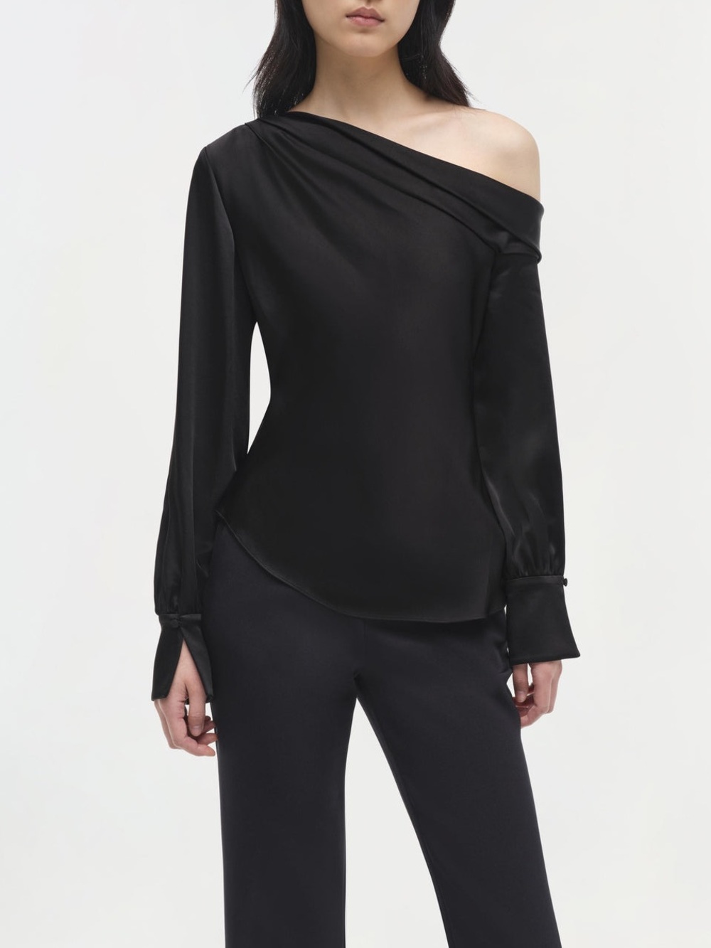 Jonathan Simkhai Signature Alice Draped One Shoulder Top Black Size XL NEW
